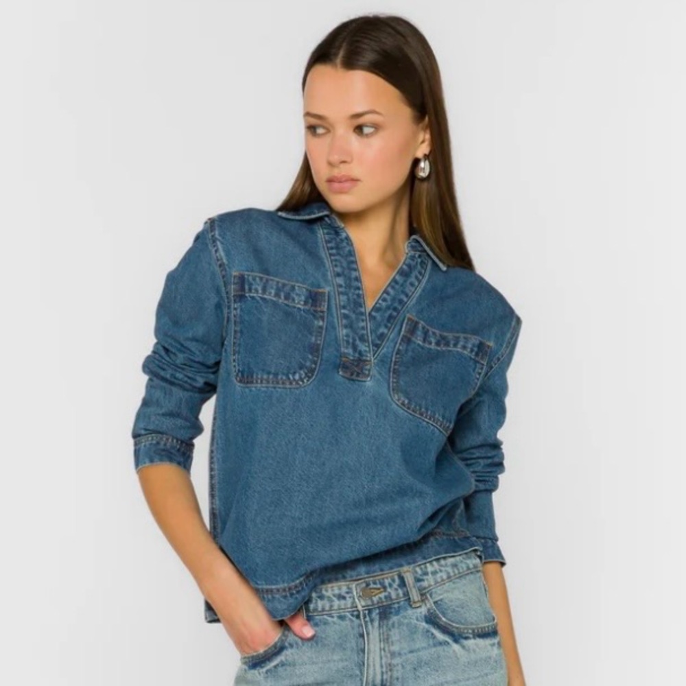 💙💙Velvet Hearts Stevie Denim Popover Shirt NWT | Soft Lyocell Blend Relaxed Top